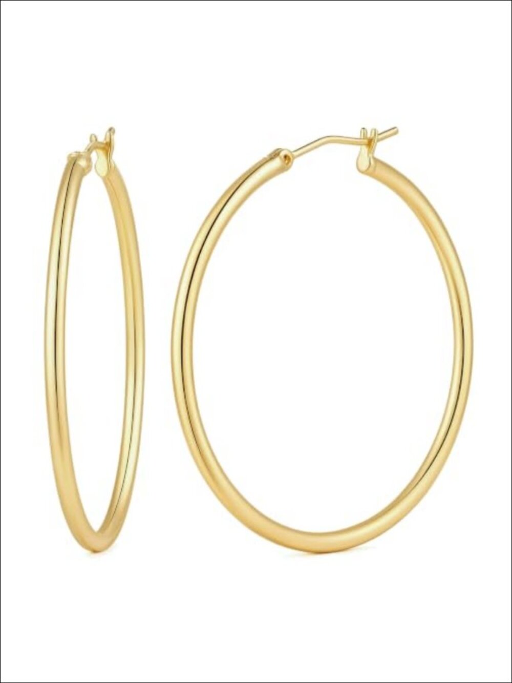 14K Gold Plated Hoop Earrings Thin Lightweight Hypoallergenic Huggie